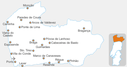 Alto Minho map - portugal - portugalvilla.com