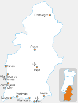 South Portugal map - Alentejo and Algarve - portugalvilla.com